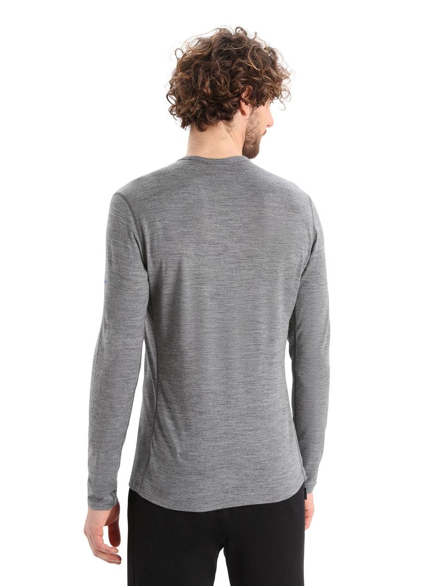 Men's Icebreaker Merino 200 Oasis Long Sleeve Crewe Last Run Base Layers Gritstone Heather | CA 1609LISH